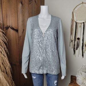 Beautiful Sequin Zippered Jacket Top